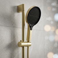 Ensemble de robinetterie de douche murale en laiton doré brossé avec douchette à main et cartouche céramique Vaxon à jet pluie