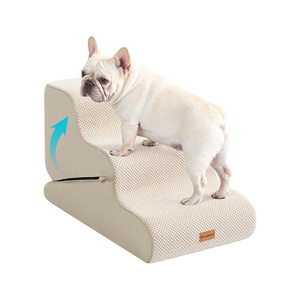 Escaleras para perros con cubierta reversible, extraíble y lavable, accesorio para interiores, color beige, forma rectangular sólida - Product Image 1