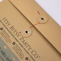 Enveloppe de poche en papier kraft avec logo personnalisé imprimé, avec cordon de fermeture à bouton, pour autocollants, bougies, dossiers, cartes, photos, sacs d'expédition