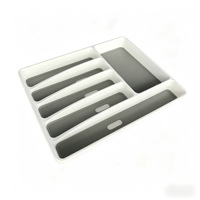 Boîte de rangement extensible multifonctionnelle pour tiroir, organisateur d'ustensiles de cuisine rectangulaire avec compartiments pour couteaux en plastique PP