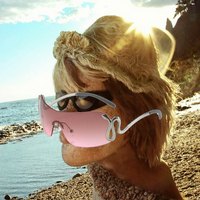 Lunettes de soleil sans monture UV400 avec verres PC, monture en métal motif serpent, lunettes de mode pour l'extérieur, idée cadeau