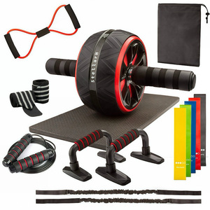 Set <span class=keywords><strong>de</strong></span> 7 piezas <span class=keywords><strong>de</strong></span> equipo <span class=keywords><strong>de</strong></span> fitness para el hogar con rueda abdominal, cuerda para saltar y soporte para flexiones, modelo transfronterizo - Product Image 2