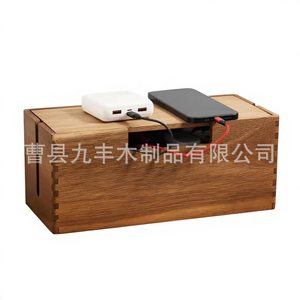 Wooden Cable Organizer <b>Box</b> Rectangle Solid Wood Flip Top Storage Office Desk <b>Router</b> Management <b>Box</b> - Product Image 3