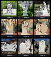 Monument funéraire en marbre blanc sculpté à la main, double cœur d'ange, pour cimetière, fournisseur YOUFINE.