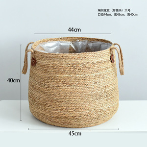 Rattan Flower Pots Round Handmade Woven <b>Baskets</b> For Plant Storage Floor Type - Product Image 2