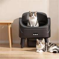 Intelligente Automatische Katzentoilette aus PP-Material, Einfache Reinigung, Schwarz, App-Steuerung, 6 Sicherheitsschutzfunktionen, für Mehrere Katzen, 10kg