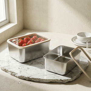 <span class=keywords><strong>Set</strong></span> di Contenitori per Alimenti in Acciaio Inox 304 Ermetici 3 Pezzi con Coperchio in Vetro Organizzatore per Frigorifero Cucina <span class=keywords><strong>Set</strong></span> Ciotole per Preparazione Pasti - Product Image 4