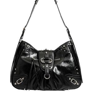 High End Chic Motorcycle Style Waterproof Zipper <b>Backpack</b> <b>Large</b> Capacity Rivet Tote Bag Perfect <b>Women</b> Single-shoulder Crossbody - Product Image 1