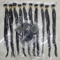 Letsfly Fournisseurs de cheveux humains, mèches de cheveux vierges brésiliens naturels lisses avec fermeture, cadeau gratuit 3 pièces de fermeture en dentelle