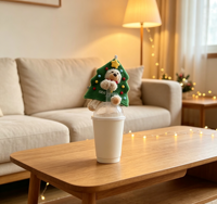 Ornement de tasse en peluche ours pour sapin de Noël, adorable enveloppe en peluche pour tasse à café, décoration de table de Noël
