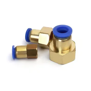 Manufacturing Plant PCF Series Blue Alloy Steel Brass Pneumatic Air Quick Connect Pipe Fitting