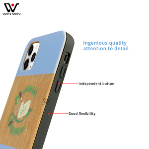 Accessoires de téléphone portable fleurs imprimées étui de téléphone portable en gros en bois de cerisier massif naturel pour <span class=keywords><strong>iPhone</strong></span> 11 12 Pro Max 13 - Product Image 2