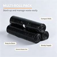 Sacs poubelles noirs personnalisés avec cordon de serrage, 4 rouleaux par paquet, sacs poubelles épais en PE résistants, écologiques, imprimés en gravure PLA