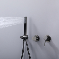 Mitigeur de douche contemporain moderne en laiton Pommeau de douche exposé en métal pistolet avec jets de massage doux Finition chromée pour hôtels