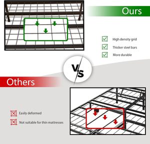 Heavy Duty Foldable Black <strong>Bed</strong> Frame 14 Inches High No Box Spring Needed Sturdy Steel Platform <strong>Bed</strong> <strong>Underbed</strong> Storage Full Size <strong>Bed</strong> - Product Image 3