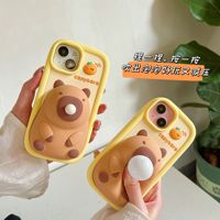 BoTu Mignon Capybara 3D Squeeze Décompresser Téléphone Cas 16 15 13 14 Plus 12 11 Pro Max Soufflant Bulle Protection Couverture En Silicone Souple