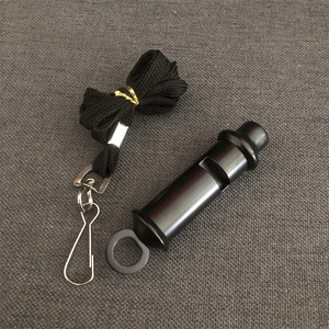 Metal Survival Whistle Black Outdoor Camping Durable With Metal Head Strap And Keychain Handle - Product Image 1