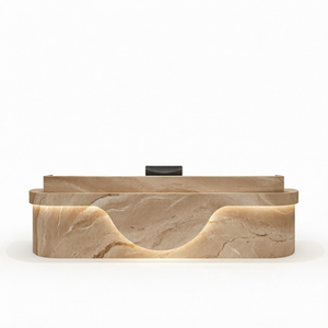Mostrador de Recepción Moderno, Simple y Ecológico con Frente de Madera para Edificios de Oficinas, Peluquerías, Tiendas de Ropa, Restaurantes - Product Image 1