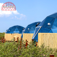 RAXDOME Tente dôme igloo en verre géodésique 7M pour salle de glamping avec salle de bain