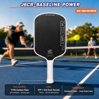 Raquette de pickleball J6CR sans bordure, pressée à chaud, 16 mm, en fibre de carbone rugueuse, Dynamic PowerFlex, noyau EPP