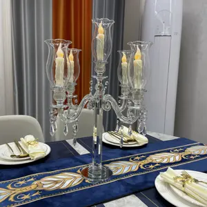 Wholesale Crystal Candle Holders Classic Transparent Wedding Crystal Candlesticks To 5 Arms In Crystal