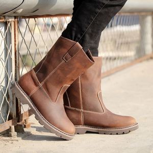 Bottes mi-mollet décontractées pour hommes style rétro, légères et tendance, avec semelle intermédiaire de sécurité, nouveau style, type bottes de chevalier - Product Image 5