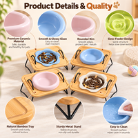 Ensemble de gamelles surélevées en céramique pour animaux de compagnie, avec gamelle anti-glouton en forme de fleur pour chat et chien, gamelle pour nourriture et eau, logo personnalisé, vente en gros pour animaux de compagnie