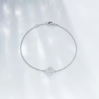 Bracelet Tennis Trèfle Classique Vintage de Luxe en Platine Pt950 avec Diamants de Laboratoire pour Femme, Bijoux Fins de Créateur