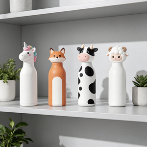 2026 Top Selling Vacuum Insulated Stainless Steel Cute Kids Thermos with Cartoon Lid Silicone Sport Water <strong>Bottle</strong> as Gift - Product Image 3