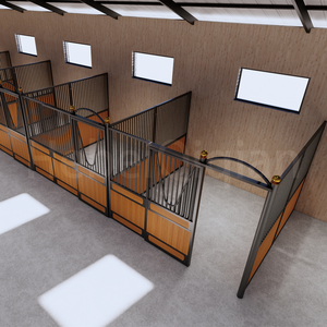 オーストラリア12x12ファームライディングメタルホースステーブルストールフェンスパネル鉄骨フレーム竹ボード馬小屋引き戸付き - Product Image 4