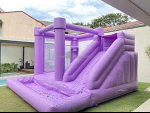 Maison de videur de mariage gonflable en PVC violet romantique commercial beau château sautant toboggan fosse à balles pour les événements de fête - Product Image 2