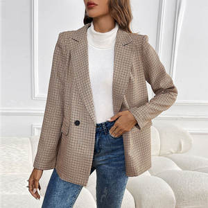 <span class=keywords><strong>Blazer</strong></span> slim à carreaux de style britannique TP20 pour femme d'affaires, veste à bouton unique pour le travail, le bureau et les loisirs, tendance automne - Product Image 3