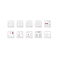 Interrupteur mural traditionnel 86 panneaux pour la maison, néon, 16A 220V, 8 broches, PC blanc argenté, interrupteur de prise de courant, indice de protection IP21, 2 voies