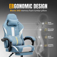 AJUNION-Chaise de gaming ergonomique ajustable, de haute qualité, bon marché, avec massage, pour ordinateur, bleu