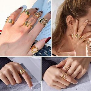 <span class=keywords><strong>Anillos</strong></span> Ajustables de Cobre Chapado en Oro con 26 Letras del <span class=keywords><strong>Señor</strong></span> de los <span class=keywords><strong>Anillos</strong></span>, Joyería Moderna y Elegante para Mujer - Product Image 6