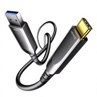 Kabel Serat Optik USB 3.1 Tipe C ke USB A 10Gbps Male to Male dengan Jaket PVC dan Pelindung Anyaman untuk Laptop