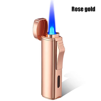 Vente en gros de trois allume-cigare à chasse directe coupe-vent flamme bleu butane allumeur de torche en métal feu extérieur briquets à gaz portables