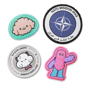Fashionable Circle Shape Custom Western Logo Cute Character Woven Patch Weaving <b>Machine</b> Hook and Loop Patches - Product Image 5