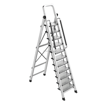 Échelle à main en aluminium 8 marches 2,5 m pour un accès facile, échelle domestique certifiée, stable, en forme de A avec marches larges