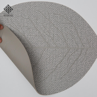 Napperons réutilisables en cuir PVC brodé en forme de feuille, lavables, pour la décoration de table à manger