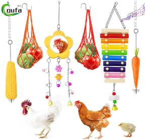 6 pièces poulet légumes fruits suspendus mangeoire jouet pour poulailler à mâcher nourriture poulet poule et coq poussins accessoire - Product Image 1