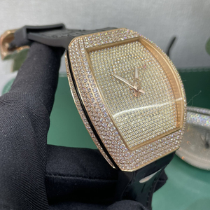 Reloj Mecánico de Lujo para Hombre, Reloj de Pulsera con Diamantes, Caja de Oro Rosa, Correa de Cuero Negra - Product Image 3