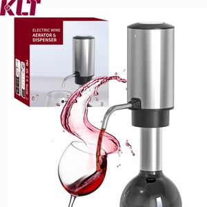 ชุดอุปกรณ์เติมอากาศไวน์แบบชาร์จไฟได้ KLT Metal Stainless Steel พร้อมที่รินไวน์อัตโนมัติและเครื่องดีแคนเตอร์ไวน์ไฟฟ้าสำหรับงานปาร์ตี้ - Product Image 1