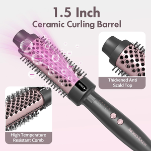 Brosse chauffante à revêtement céramique 3-en-1 pour boucler et lisser les cheveux, peigne coiffant et sèche-cheveux - Product Image 5