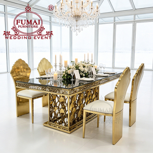 Juego de mesa de comedor de vidrio templado transparente rectangular con escamas de pescado para 8 - Product Image 3