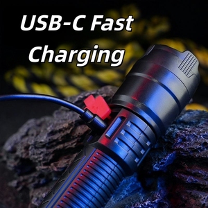 P50 cao lumens Zoomable không thấm nước chiến thuật đèn pin ABS nhựa khẩn cấp ánh sáng <span class=keywords><strong>LCD</strong></span> số điện hiển thị - Product Image 6