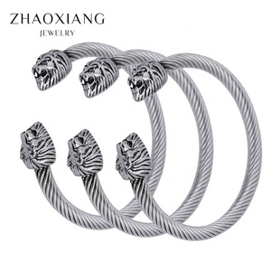 Lion Head Cuff <b>Bangles</b> <b>Bracelets</b> for Women Men Stainless Steel Manufacture Jewelry Hip Hop Design - Product Image 1