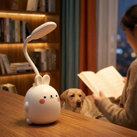 Lampe de lecture LED en forme d'animal mignon, rechargeable par USB, 5W, protection des yeux, lampe de chevet moderne en ABS pour chambre d'enfant, bureau, décoration de la maison
