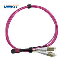Grosir MTP MPO Perempuan Ke LC UPC Duplex OM4 Kabel Breakout 8 12 24 Inti Serat Optik Fanout Kabel Trunk Kabel Patch Serat Optik