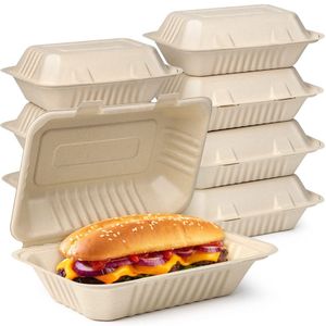 Compostable vỏ sò đưa ra thực phẩm container vỏ sò mía dùng một lần bã mía thực phẩm container 9*6 vỏ sò - Product Image 1